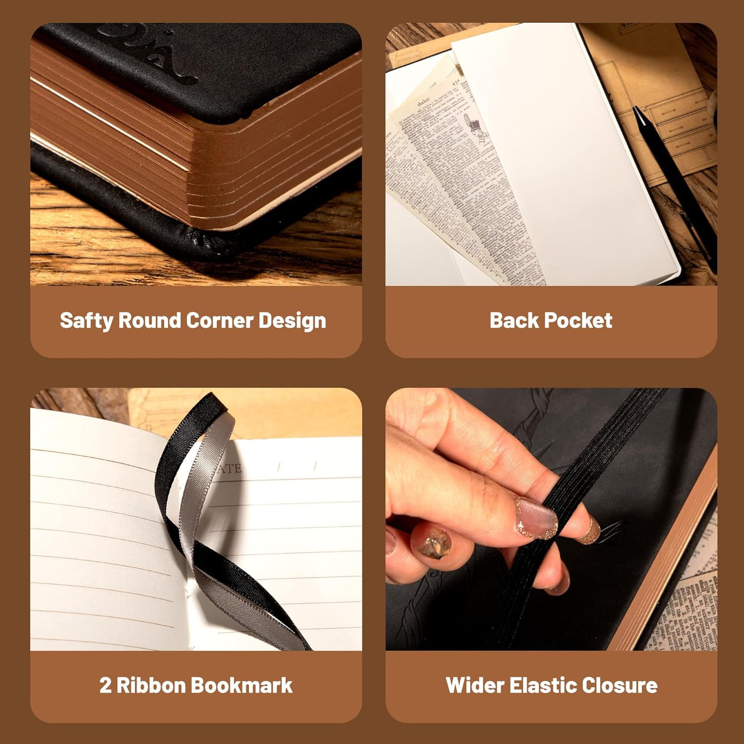 Compass Leather Notebook Journal for Men, 100 GSM 288 Pages Lined Journals for Writing, A5 Hardcover Journaling Notebooks Gift Set with Pen for Travel Office Daily Writing