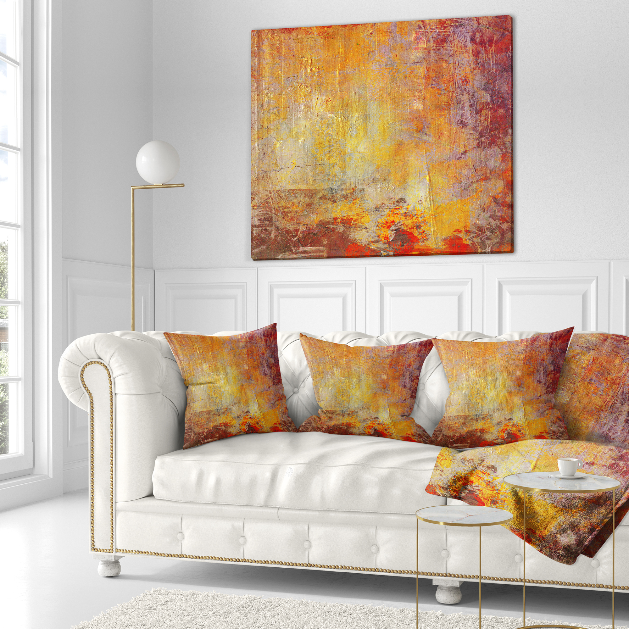 Designart Ambient Canvas Grunge - Abstract Throw Pillow - 16x16
