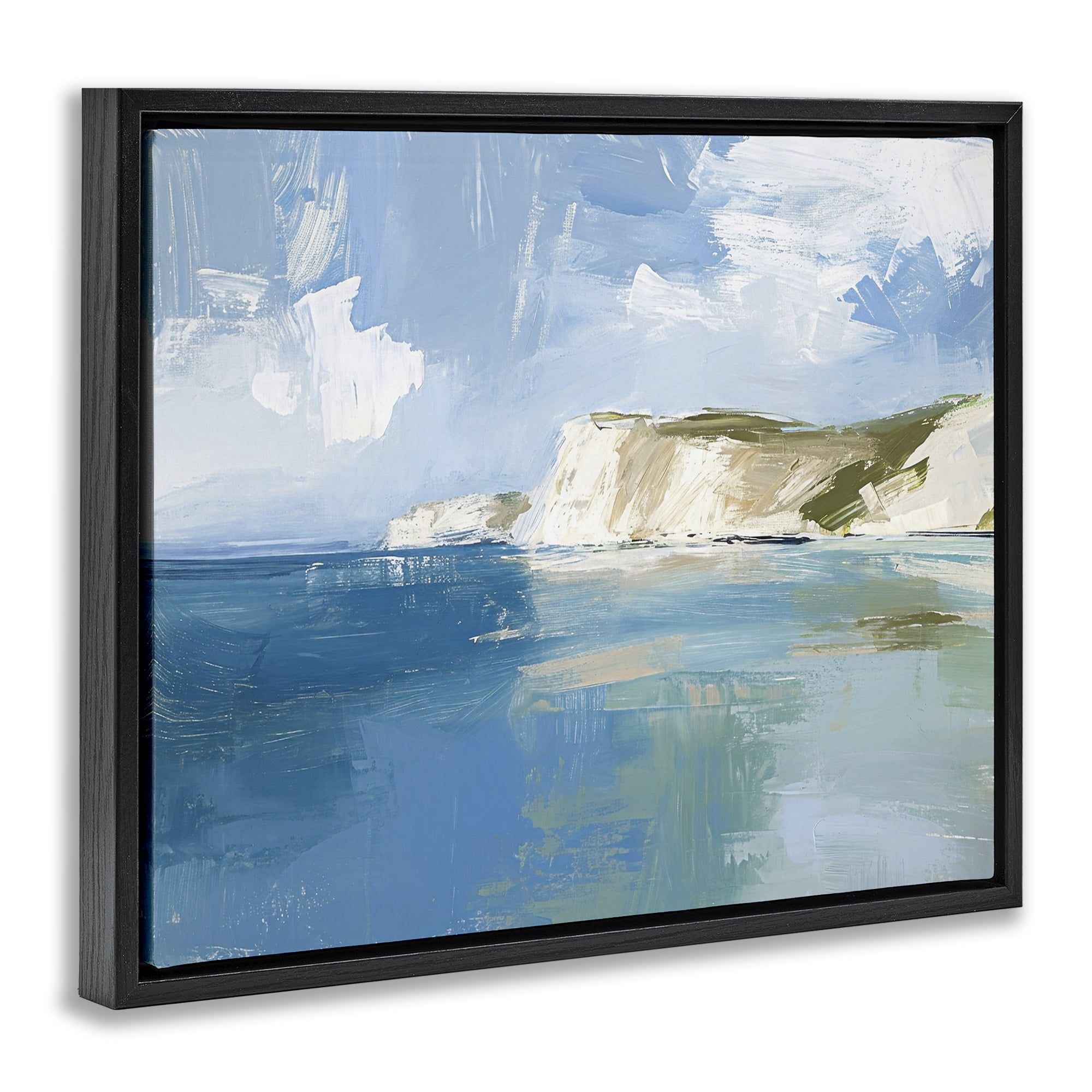 Stupell Industries Coastal Wilderness Shore Coastal Painting Black Floater Framed Canvas Art Print Wall Art, 21 x 17