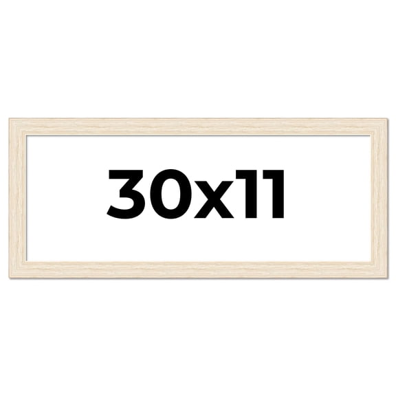 30x11 Frame White Barnwood Picture Frame - Modern Photo Frame Includes UV Acrylic Shatter Guard