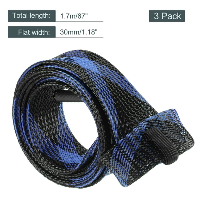 Uxcell 1.7m Black Blue Fishing Rod Sleeve Rod Sock Cover Braided Mesh Rod  Protector 3 Pack