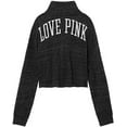 thumbnail image 2 of Victoria's Secret Pink Cropped Varsity Quarter Snap Sweatshirt Color Marl Gray/Black Size Large NWT, 2 of 2