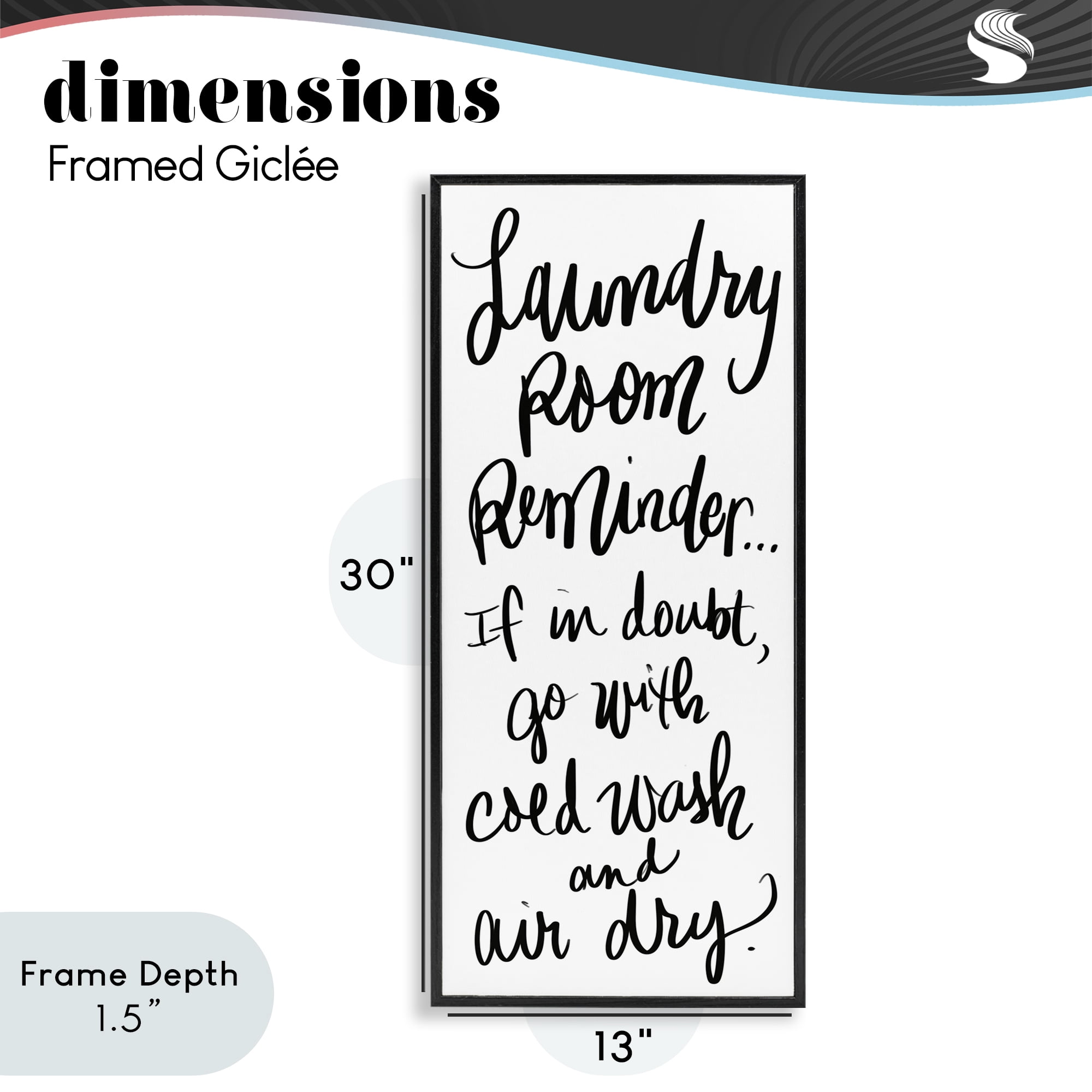 Stupell Industries If In Doubt Laundry Tip Black Framed Giclee Art, design by SD Graphics Studio