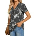 thumbnail image 4 of Xixinqiwan Women No Boundaries Tops,Summer Tops for Women Short Sleeve Button Down V-neck T Shirts 2025 Beach Vacation Dressy Blouse, 4 of 7