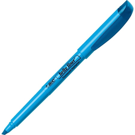 BIC Brite Liner Highlighter, Chisel Tip, Fluorescent Blue, Dozen
