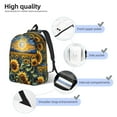 thumbnail image 3 of Disketp Starry Sky Moon Sunflower print Canvas Backpack Lightweight Travel Daypack Student Rucksack Laptop Backpack-Medium, 3 of 5