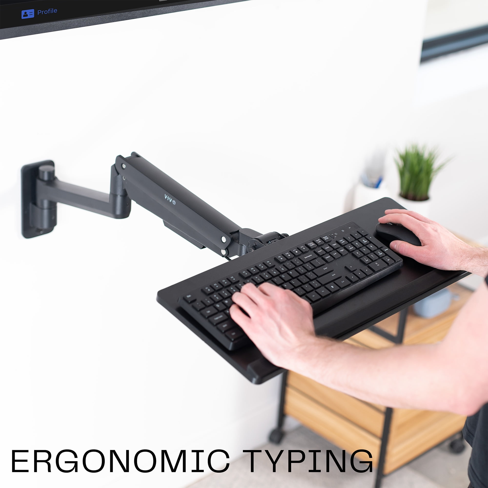 VIVO Pneumatic Heavy Duty Wall Mounted 24 inch Keyboard Tray