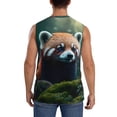 thumbnail image 4 of Lsque Forest Plant Raccoon Print Men's Cotton Blend Sleeveless Muscle Shirts (S-3XL)- Moisture Wicking, Odor Protection, UPF 30+,Medium, 4 of 8