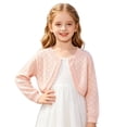 thumbnail image 6 of Rrxhxhs Cropped Cardigan for Girls Scalloped Edge Diamond Hollow Eyelet Knit Long Sleeve Lightweight Breathable Shrug Sweater,8 Years, 6 of 9