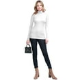 thumbnail image 5 of Made by Johnny Women's Long Sleeve Rib Turtleneck Top Pullover Sweater S WHITE, 5 of 6