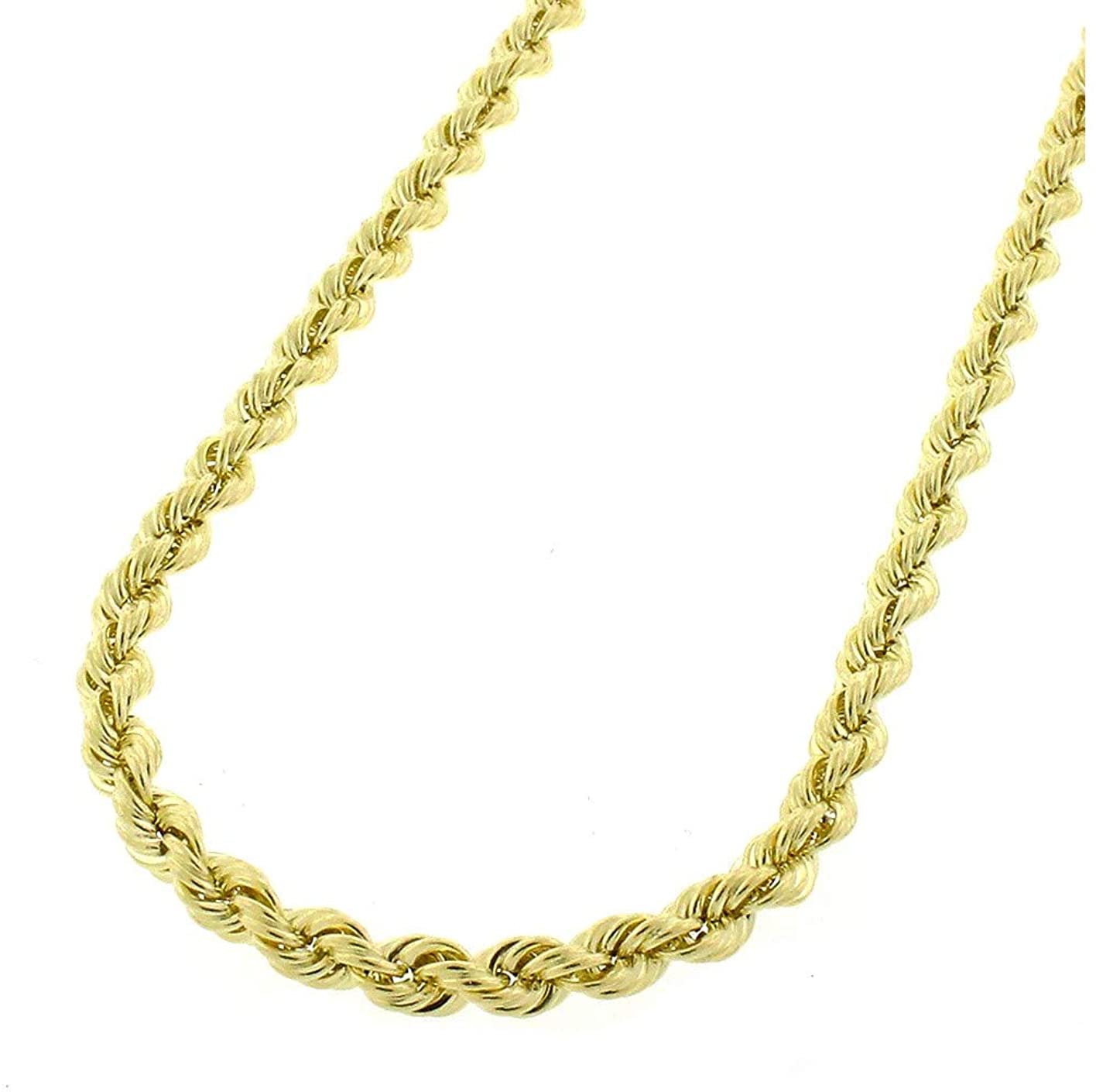 10K Gold 2MM 3MM 4MM Diamond Cut Rope 