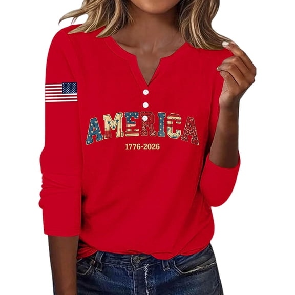 Women's Tops T-Shirts Patriotic Graphic Short Sleeve Fourth Of July Celebration National Day Commemorative Going Out Shirts