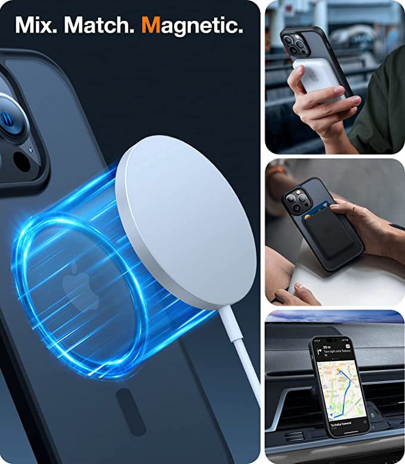 TORRAS iPhone 13 Pro Max Phone Case, MagSafe Compatible, Shockproof Matte Slim Phone Cover, Black