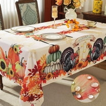 Fall Thanksgiving Tablecloths Rectangle 60x102 Inches, Turkey Pumpkin Thankful Spillproof Non Slip Table Cloth, Vintage Fabric Table Cover for Friendsgiving Dinner Party
