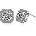 thumbnail image 1 of 18k White Gold Plated Hypoallergenic Cz Studs Earrings 925 Sterling Silver With Square Diamante Cubic Zirconia Stud Earrings Simulated Diamond Jewelry, 1 of 5