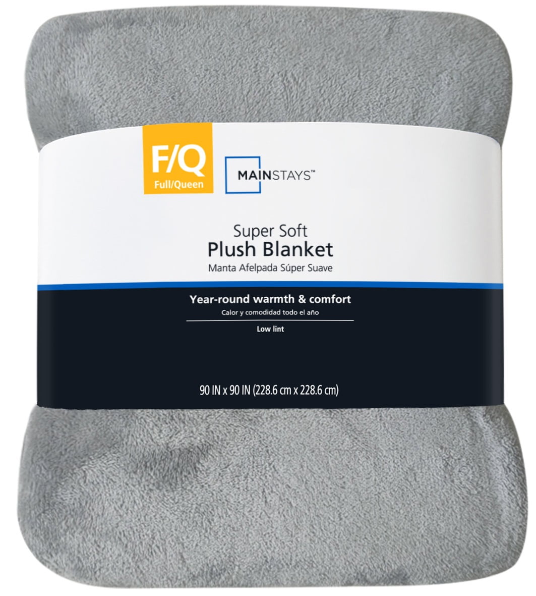 Mainstays Super Soft Plush Blanket Gray Full Queen 90 X90 Walmart