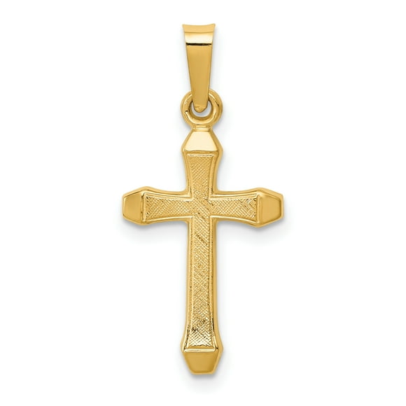14K Yellow Gold Textured and Polished Latin Cross Pendant