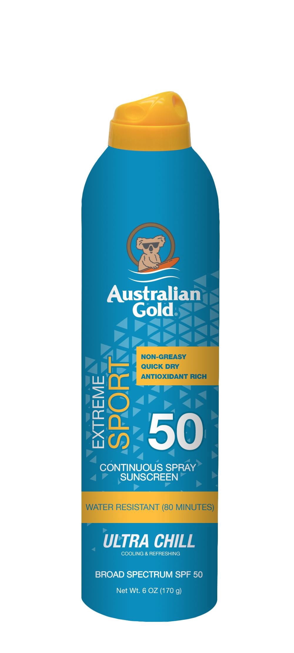 (2 pack) Australian Gold Continuous Spray Sport Ultra Chill Sunscreen, SPF 50, 6 oz
