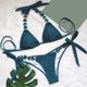 thumbnail image 2 of Trajes de Baño de Bikini de Mujer de Color Sólido Sexy de Moda Dividido con Pantalones, Nylon de Corte Alto para la Piscina de Playa Y las Vacaciones de Verano, 2 of 9