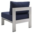 thumbnail image 6 of Sofa Middle Chair, Sunbrella, Fabric, Aluminum, Metal, Steel, Silver Blue Navy, Modern Contemporary Urban Design, Outdoor Patio Balcony Cafe Bistro Garden Furniture Hotel Hospitality, 6 of 8