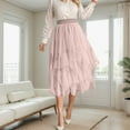 thumbnail image 2 of Women's Irregular Mesh Half Skirt Medium Length High Waisted Versatile Slimming Skirt - Suitable for Holiday, Beach, Dating, Party, 2 of 5