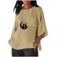 thumbnail image 2 of Xuyuer Women's Imitation Linen 3/4 Sleeve Blouse Crew Neck Summer Casual Tops Loose Fit Plus Size Tops Loose T Shirts Tunic Tops Shirts for Women Oversized Pocket T-shirt Fashionable Top, 2 of 6