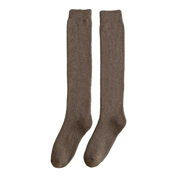 2x calcetines hasta de tamaño libre para hombres, tubo alto de grueso y cálido, calcetín suave informal para deportes unisex - marrón Sunnimix Calcetines largos hasta la rodilla para hombre