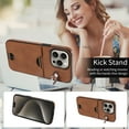 thumbnail image 2 of Case for iPhone 13 Pro Wallet with Credit Card Holder & Finger Ring Kickstand, Premium PU Leather Slim Cover Shockproof Scratch Resistant Full Protection Phone Case for iPhone 13 Pro, Brown, 2 of 10