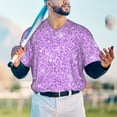 thumbnail image 4 of Fotbe Lilac Glittering Baseball Jersey Shirt for Men and Women, Casual Short Sleeves Button Down T-Shirt-Small, 4 of 9