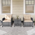 thumbnail image 4 of Gymax 3PCS Patio Rattan Furniture Bistro Set Cushioned Sofas Side Table Armrest, 4 of 10