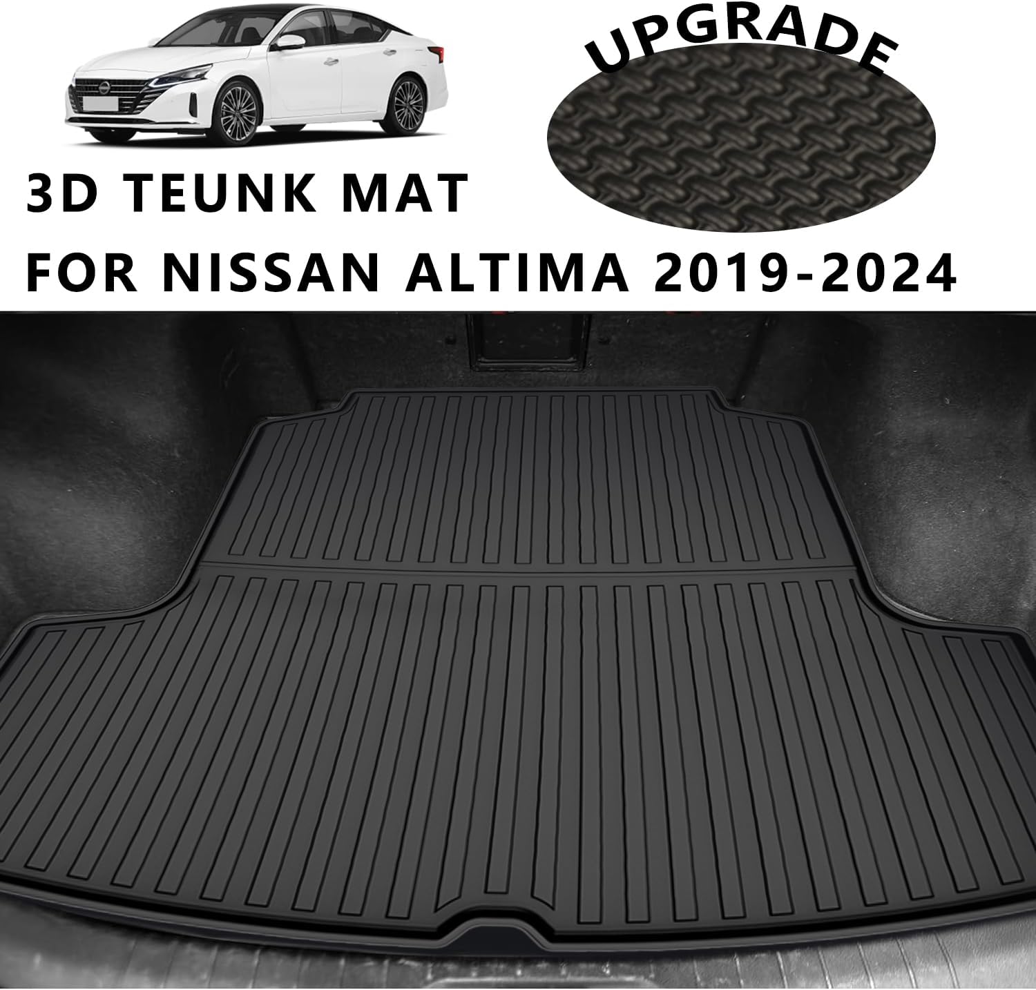 AOMSAZTO Floor Mats & Cargo Liner Set 3D TPE Rubber for 2019-2025 Nissan Altima, Custom Fit All Weather TPE Car Mats Floor Liners, 1st & 2nd Row Black Automotive Floor Mats