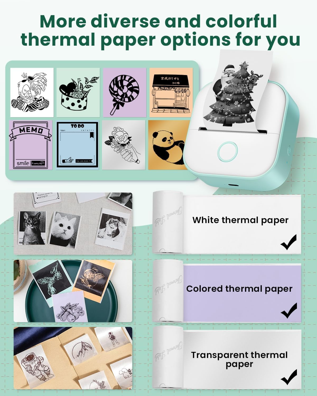 Phomemo T02 Portable Label Maker, Bluetooth Inkless Mini Sticker Printer, Mobile Printer, Green