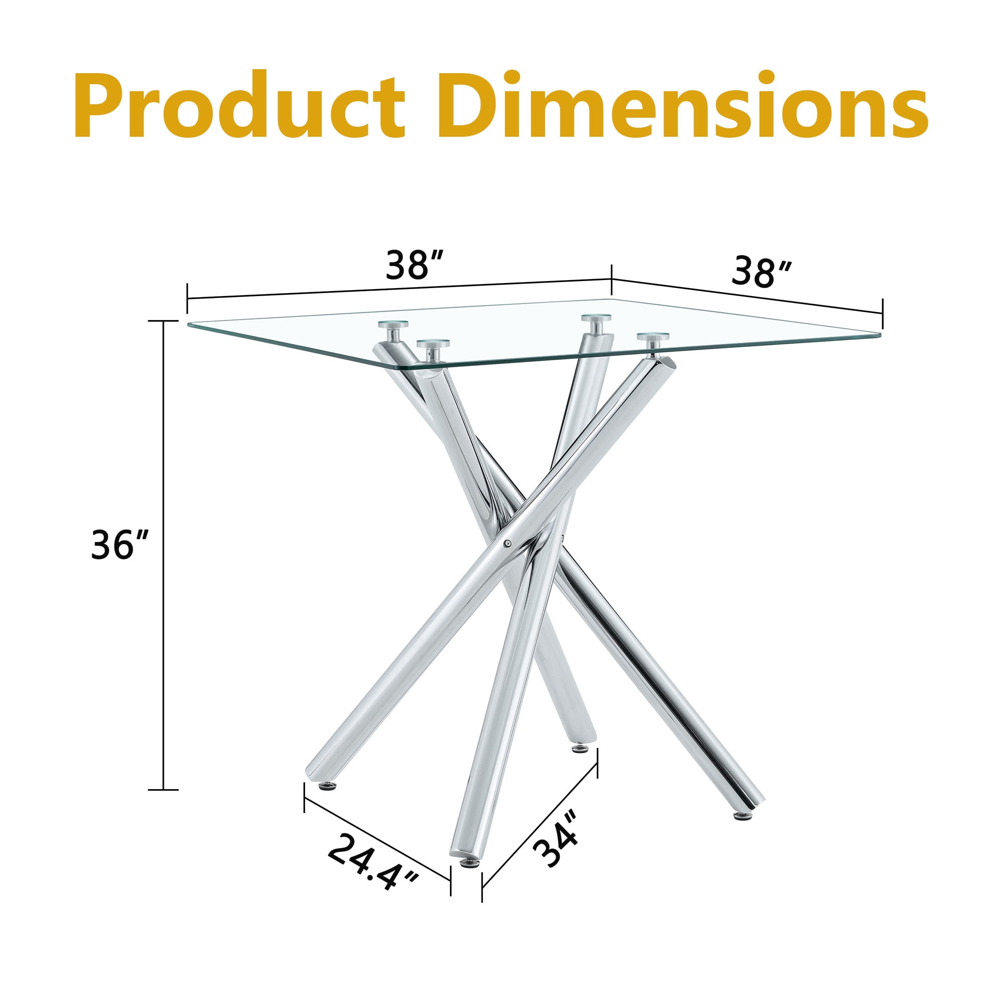 Alvantor 37.8" Round Tempered Glass Bar Table with Silver Metal Cross Legs