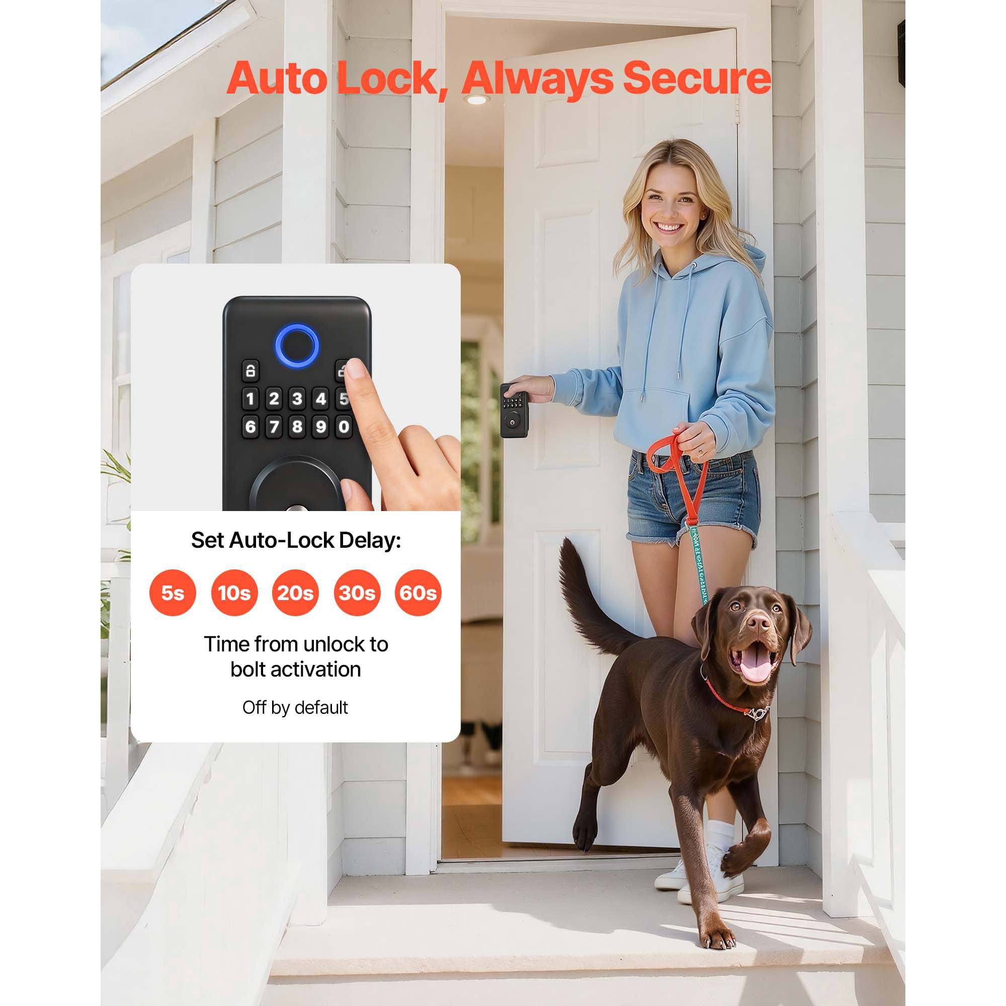 Keyless Entry Door Lock, Electronic Deadbolt with Easy-Grip Design, Customizable User Codes, Auto Lock, Anti-Peeping, Backlit Keypad for Home