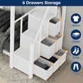 thumbnail image 6 of Miniyam Twin over Twin Bunk Bed with Storage Stairs and 6 Drawers, White, 6 of 11