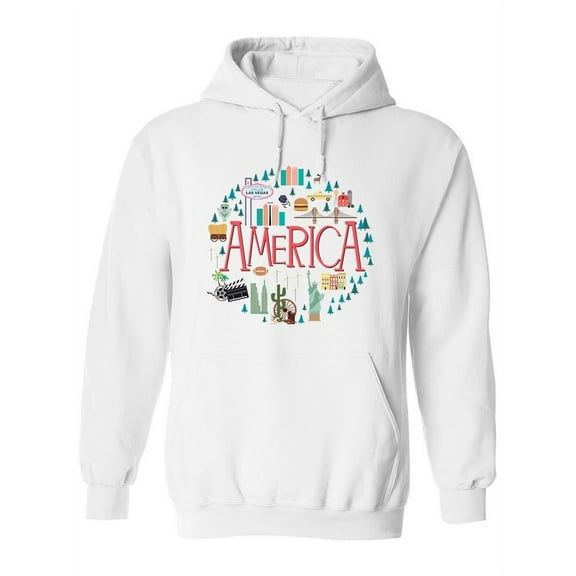 America Doodle Hoodie Women - Women Hoodie, White, Medium