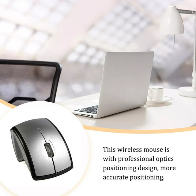 Maoww Wireless Folding Mouse Replacement Portable Mice External Portable Home Electronic Cordless Laptop Desktop Accessory Silver