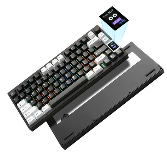 YUNZII AL80 Wireless Mechanical Keyboard,Full Aluminum CNC, Smart LCD Display,Hot Swappable Gasket Mount 75% Layout with Knob,BT/2.4G/USB-C,QMK/VIA Support for