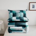 thumbnail image 5 of Homewish Green Gradient Grid Queen Comforter Set,Classic Contemporary Comforter Sets Queen,Black Reversible,3pcs,1 Comforter and 2 Pillowcases, 5 of 7