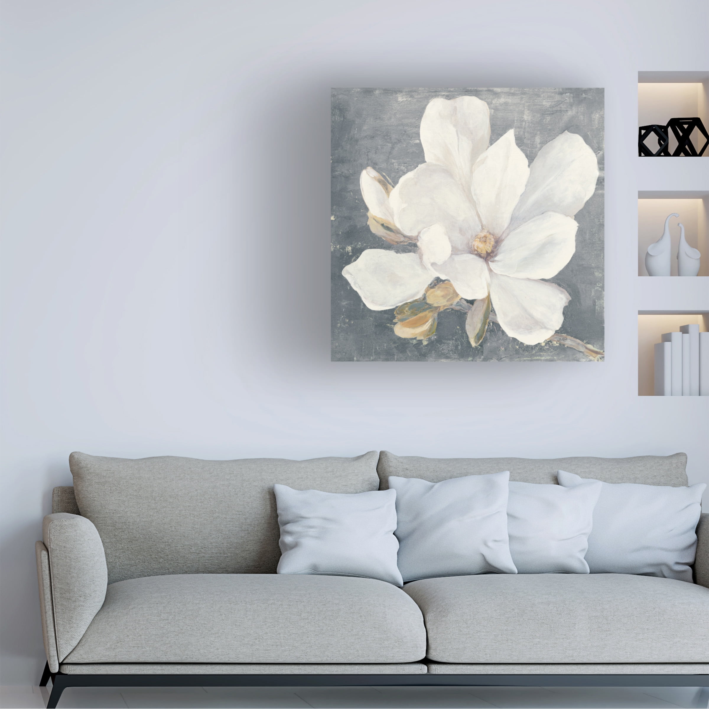 Julia Purinton 'Serene Magnolia Gray' Canvas Art