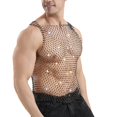 thumbnail image 4 of UVEASISHA Men's Sleeveless Party Shirts Sparkly Mesh Rhinestone Tank Tops Sheer See Through Fishnet Shirt for Festival Nightclub Wear Black XXL, 4 of 6