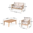 thumbnail image 2 of Outdoor Acacia Wood & Rope Sectional Patio Sofa Set 4-Piece, Weather-Resistant Conversation Set with Cushions for Garden, Heavy Duty, Teak+Beige, 2 of 11