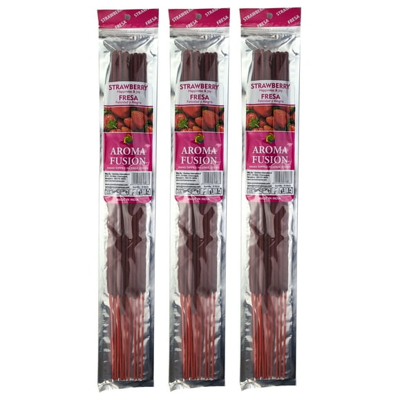 3 - Aroma Fusion 19" Jumbo Hand Dipped Incense Sticks 10-Stick Packs - Strawberry Scent