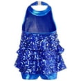 thumbnail image 2 of Linjinx Girls Shiny Sequins Ballet Unitard Latin Jazz Dance Dress Ballroom Romper Dress Royal Blue 4, 2 of 8