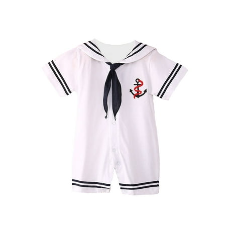 

Hopiumy Toddler Boys Girls Short Sleeve Romper Cotton Navy Style One-Pieces Jumpsuit