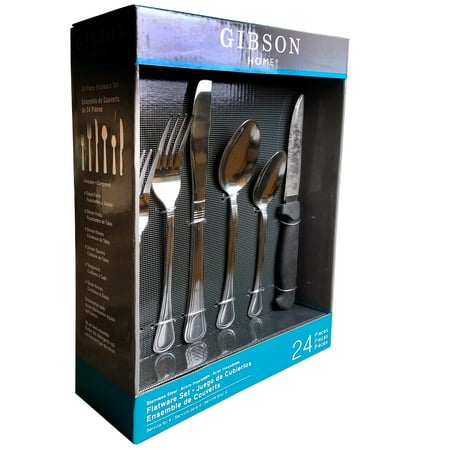 Gibson Home South Bay Plus 24 Peice Flatware Set including 4 Steak Knives
