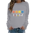 thumbnail image 2 of DPTALR T-Shirt à Manches Longues pour Femmes, Col Rond, Imprimé, Blouse Ample, Chandails en Molleton Sans Capuche, 2 of 4