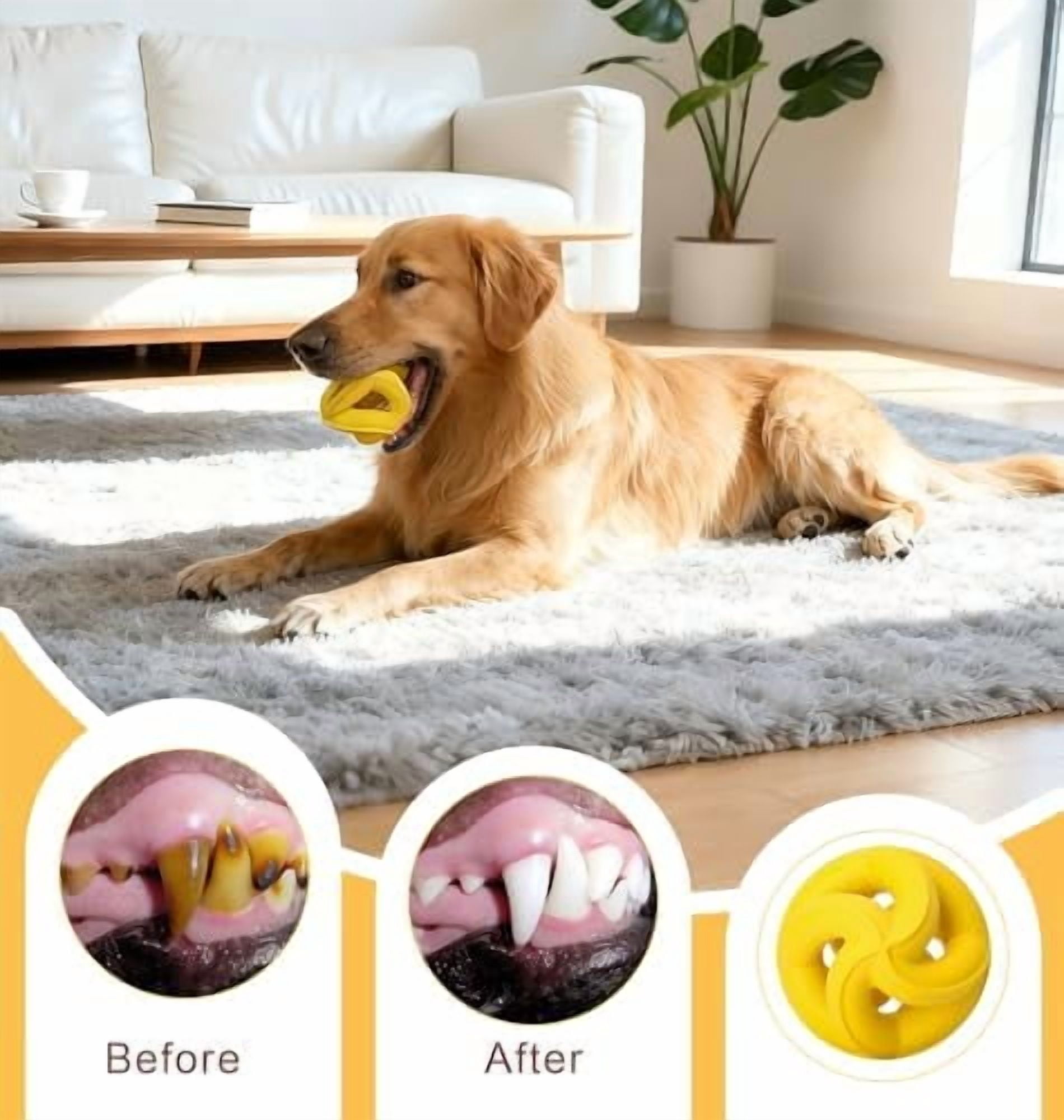 Interactive Dog Toys for Aggressive Chewers - Natural Rubber Durable Dog Toys to Keep Them Busy, Safe for Most Breeds, Dog Chew Toy for Anxiety Relief, Fetch Training, Lemon