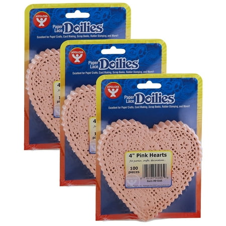UPC: 0194629003563 | Hygloss Products HYG91045-3 Doilies 4 Pink Hearts – Pack of 3