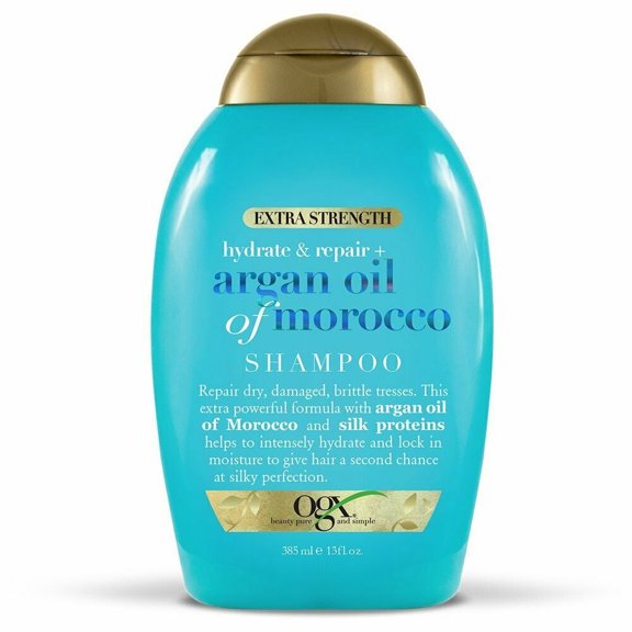 OGX Hydrate and Repair   Argan Oil of Morocco Extra Strength Shampoo, 13 Fluid Ounce Bottle,  , for Damaged Hair  Sulfate-Free Surfactants  Argan Oil Shampoo